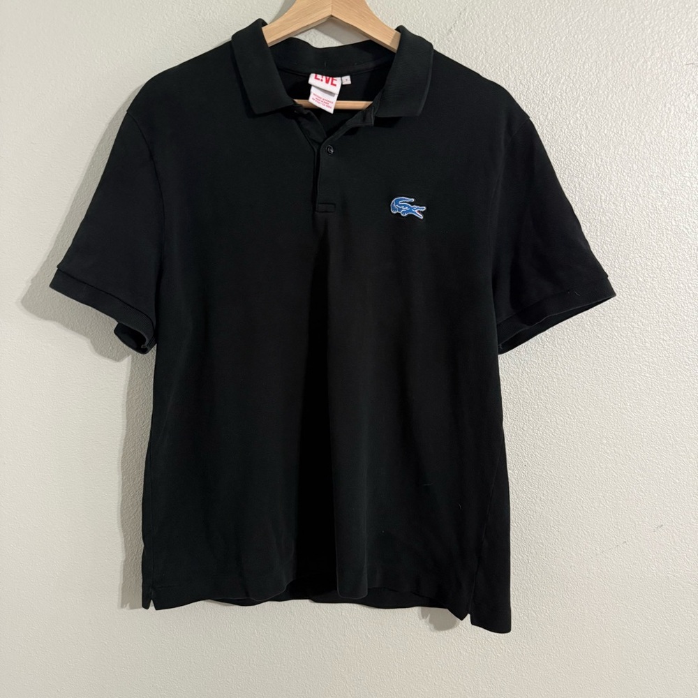 Lacoste Live Legacy Pique Big Blue Logo Black Polo